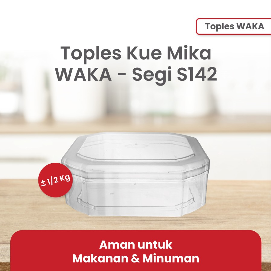 WAKA Toples Kue Mika S142 1/2kg Segi