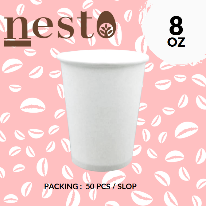 NESTO Paper Hot Cup 8oz 240ml Polos Putih