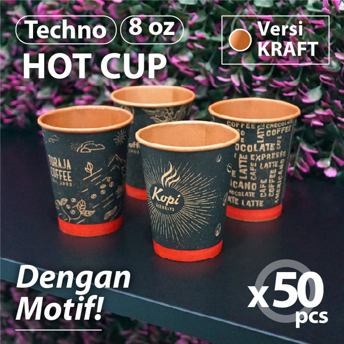 NESTO Paper Hot Cup 8oz 240ml Kraft Motif