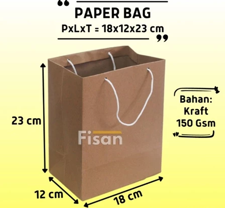 SHK Paperbag 18x12x23cm Coklat Kraft Pak(12) 