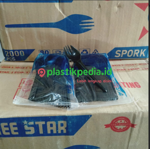 Three Star Sendok Sporkis Hitam Pak(25)