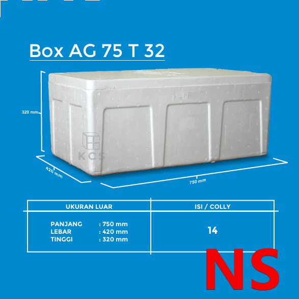 KCS Styrofoam Box Es 75kg NS 750x420x320mm