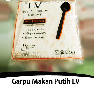 LV Garpu Makan PP Putih Pak(100)