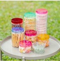 SOPRA Toples Cylinder 1300ml 60g +  Tutup Jar Pet Cling Warna