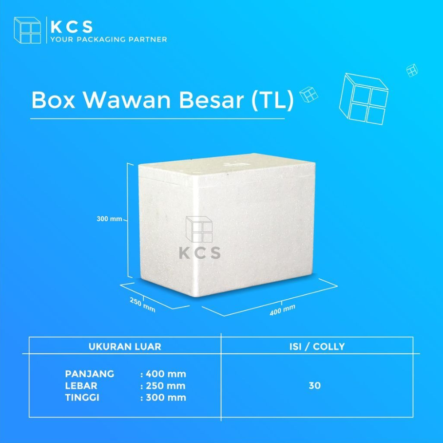 KCS Styrofoam Box Es 25kg Wawan Besar 400x250x300mm