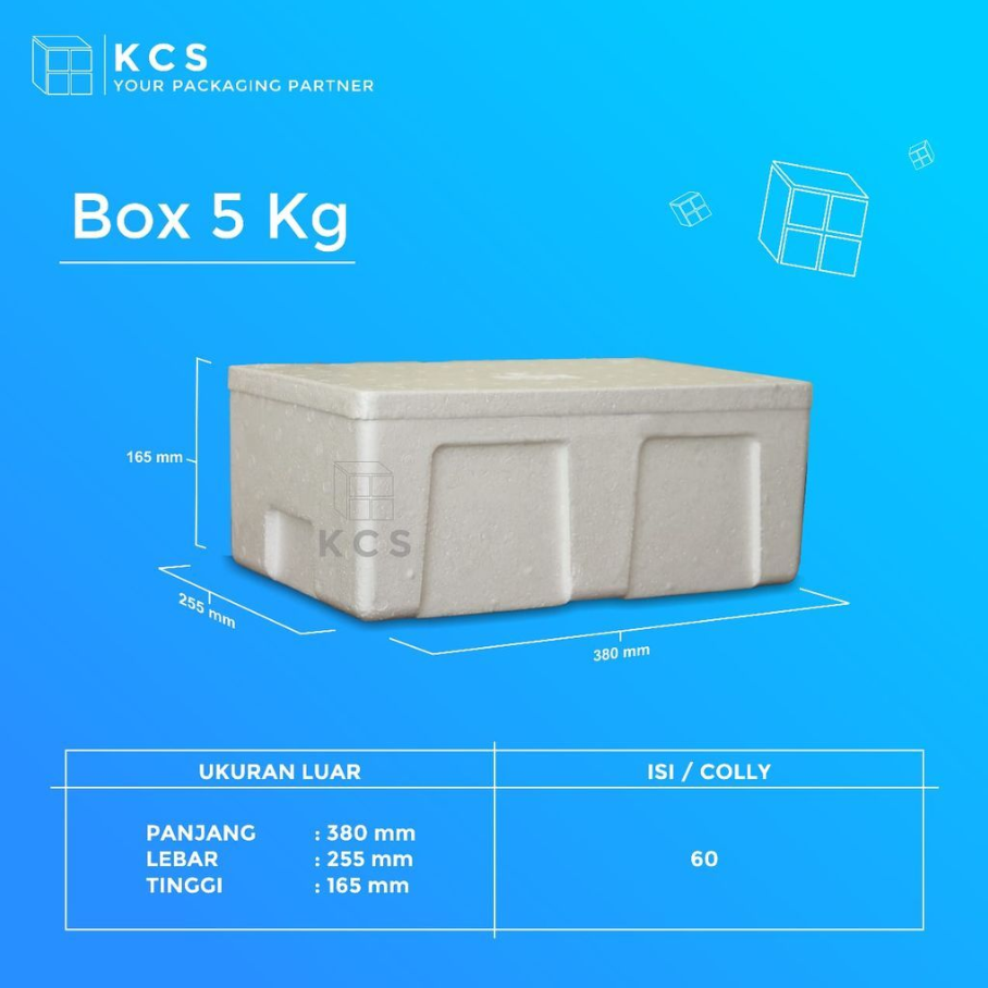 KCS Styrofoam Box Es 5kg 380x255x165mm