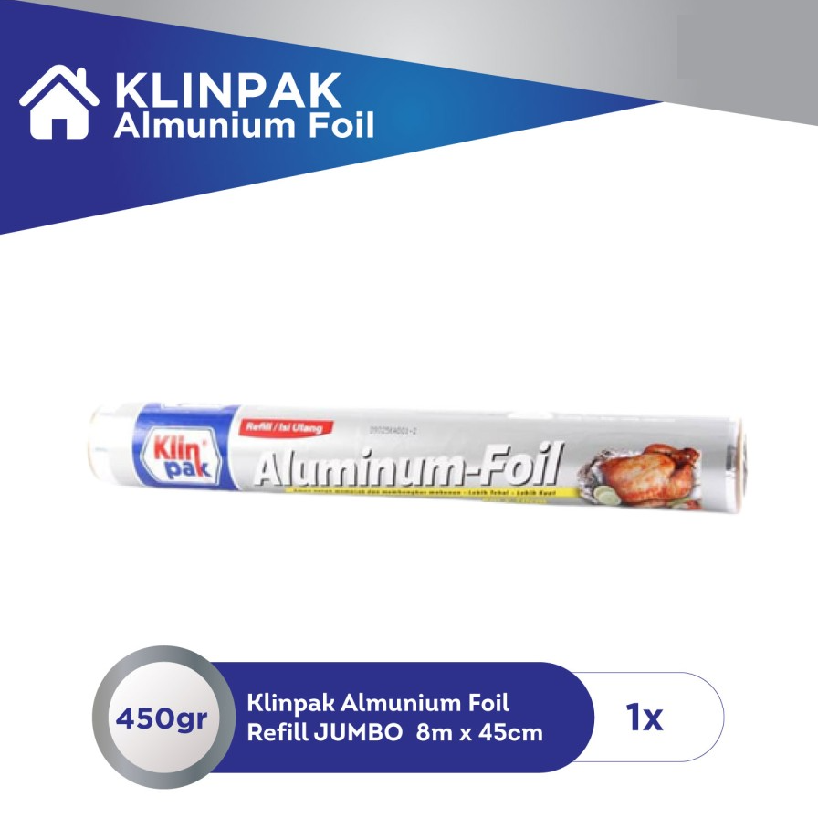 KLINPAK ALUMINIUM FOIL 8mx45cm Jumbo Refill