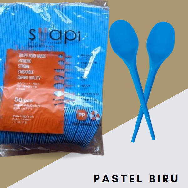 SUAPI PP Sendok Makan Pastel Biru Pak(50)