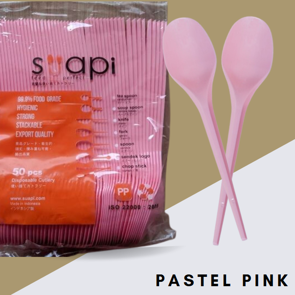 SUAPI PP Sendok Makan Pastel Pink Pak(50)