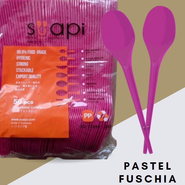 SUAPI PP Sendok Makan Pastel Fuschia Pak(50)