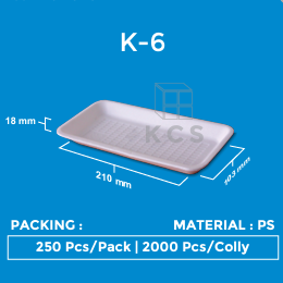 KCS Styrofoam Tray K6 210x103x18mm