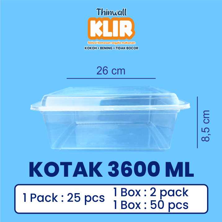 KLIR Thinwall Square 3600ml 260x260x85mm