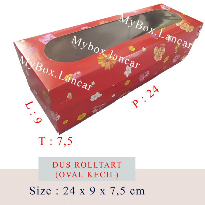 Tart roll 350g 24x9x7,5 Kecil Oval Merah Mika Pak(10)