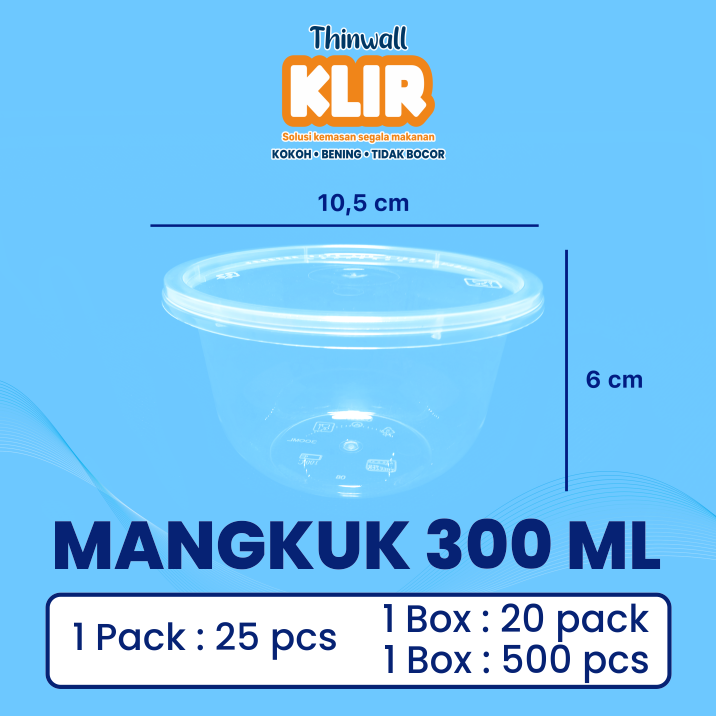 KLIR Thinwall Mangkuk Round Bowl 300ml 105x115x60mm