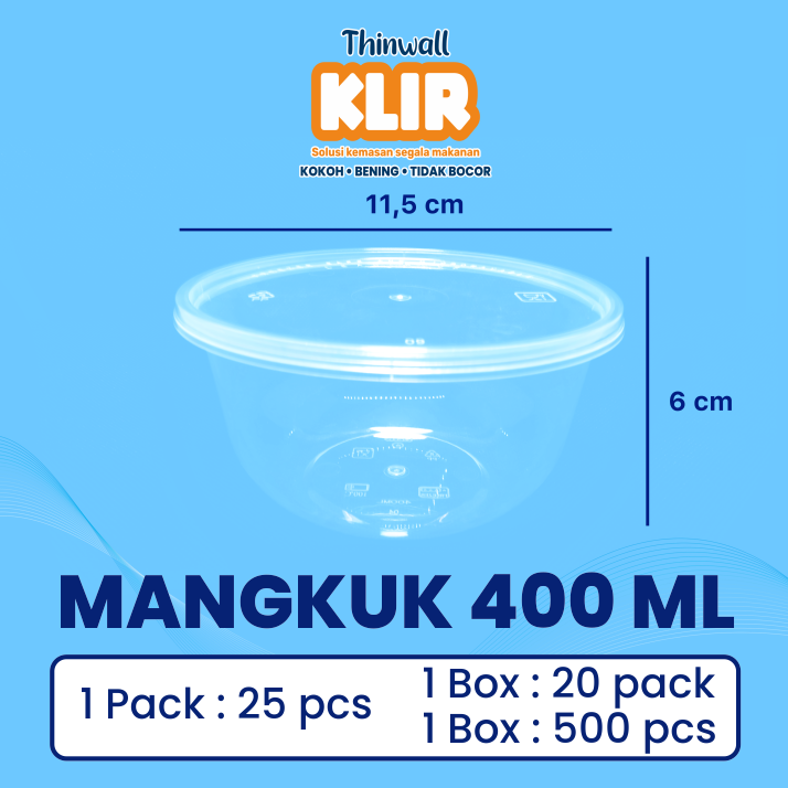 KLIR Thinwall Mangkuk Round Bowl 400ml 115x115x60mm