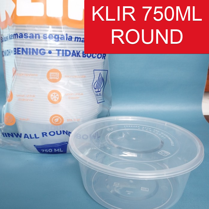 KLIR Thinwall Mangkuk Round Datar 750ml 150x150x55mm