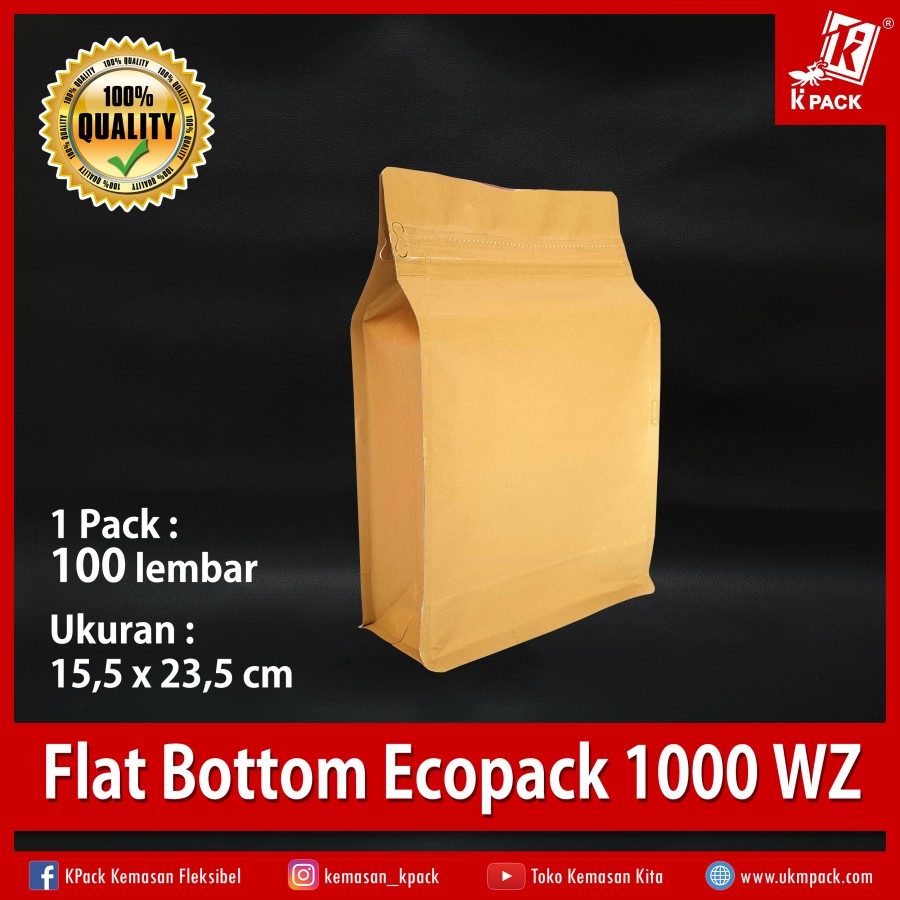 Kpack Flat Bottom Ecopack 1000z 15x23cm Pak(100)