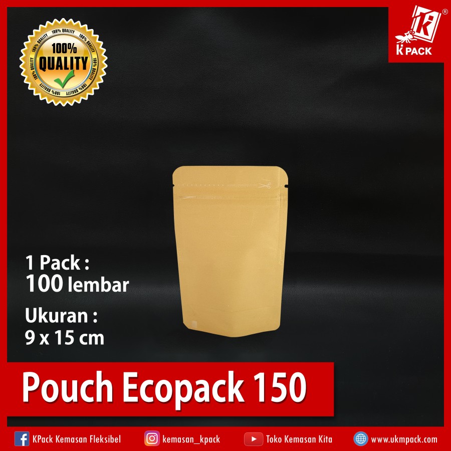 Kpack Pouch Ecopack 150z 9x15cm Kraft Pak(100)