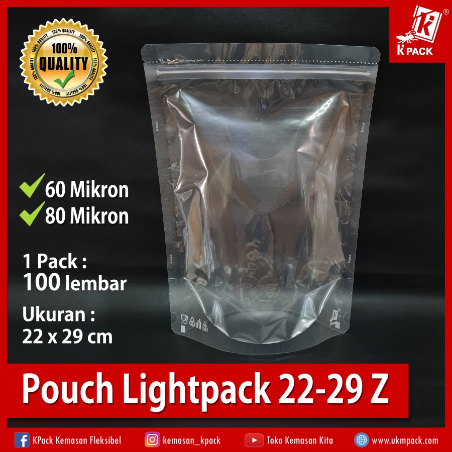 Kpack Pouch Lightpack 22x29cm 80mic Pak(100)