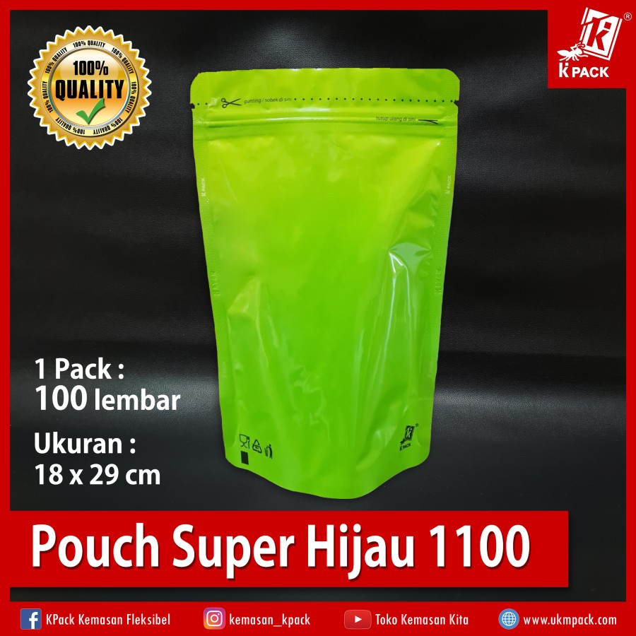 Kpack Pouch Padat Super 1100z 18x29cm Hijau Pak(100)