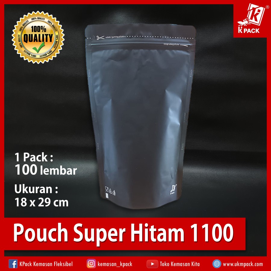 Kpack Pouch Padat Super 1100z 18x29cm Hitam Pak(100)