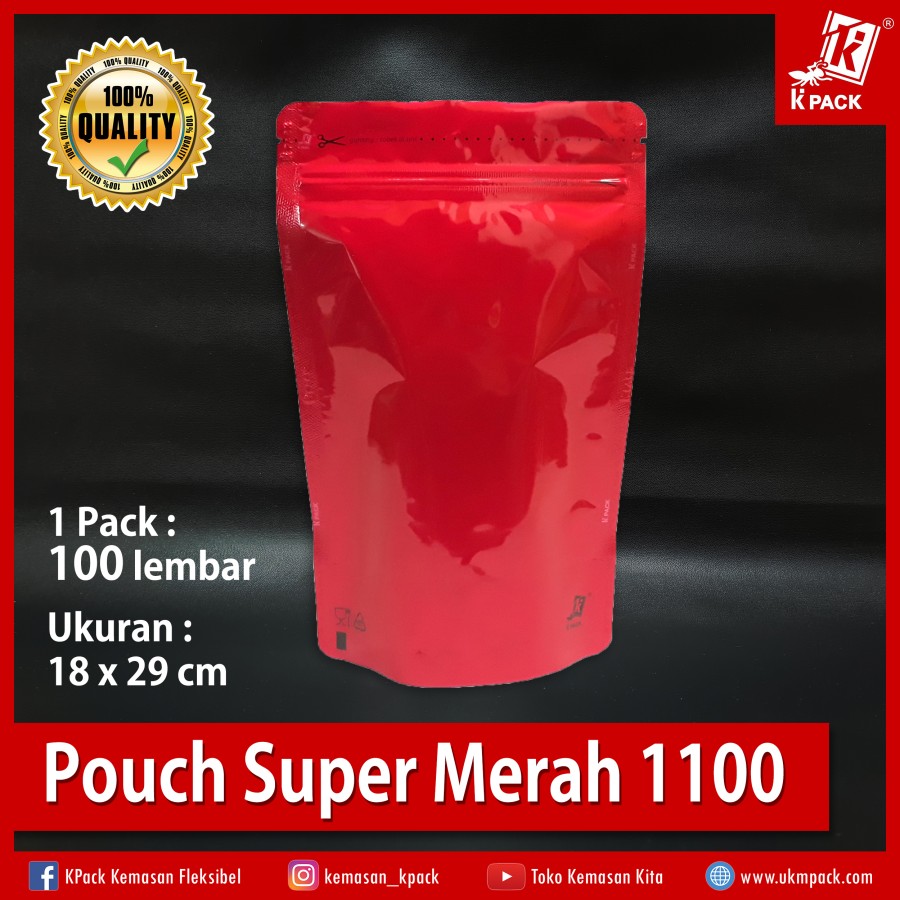 Kpack Pouch Padat Super 1100z 18x29cm Merah Pak(100)