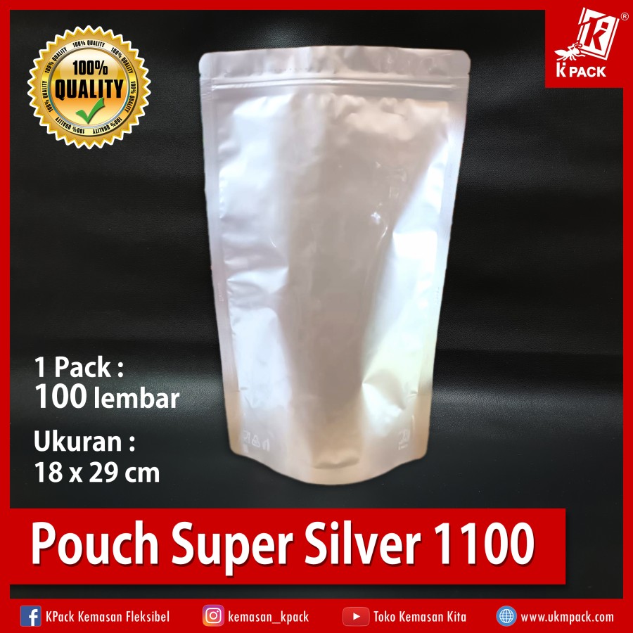 Kpack Pouch Padat Super 1100z 18x29cm Silver Pak(100)