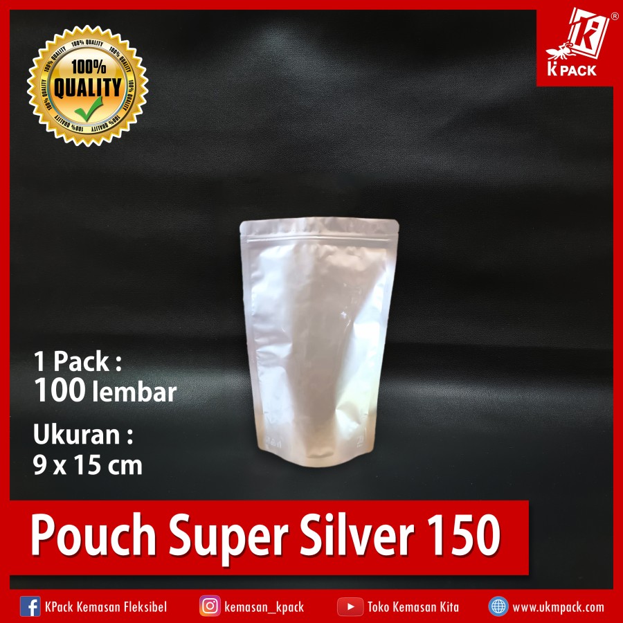 Kpack Pouch Padat Super 150z 9x15cm Silver Pak(100)