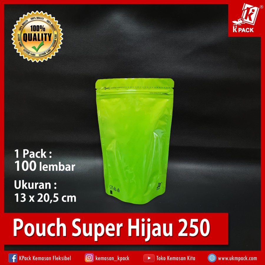 Kpack Pouch Padat Super 250z 13x20cm Hijau Pak(100)