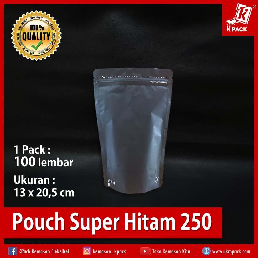 Kpack Pouch Padat Super 250z 13x20cm Hitam Pak(100)