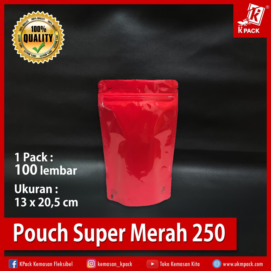 Kpack Pouch Padat Super 250z 13x20cm Merah Pak(100)