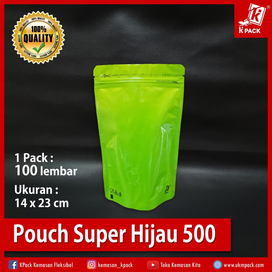 Kpack Pouch Padat Super 500z 14x23cm Hijau Pak(100)