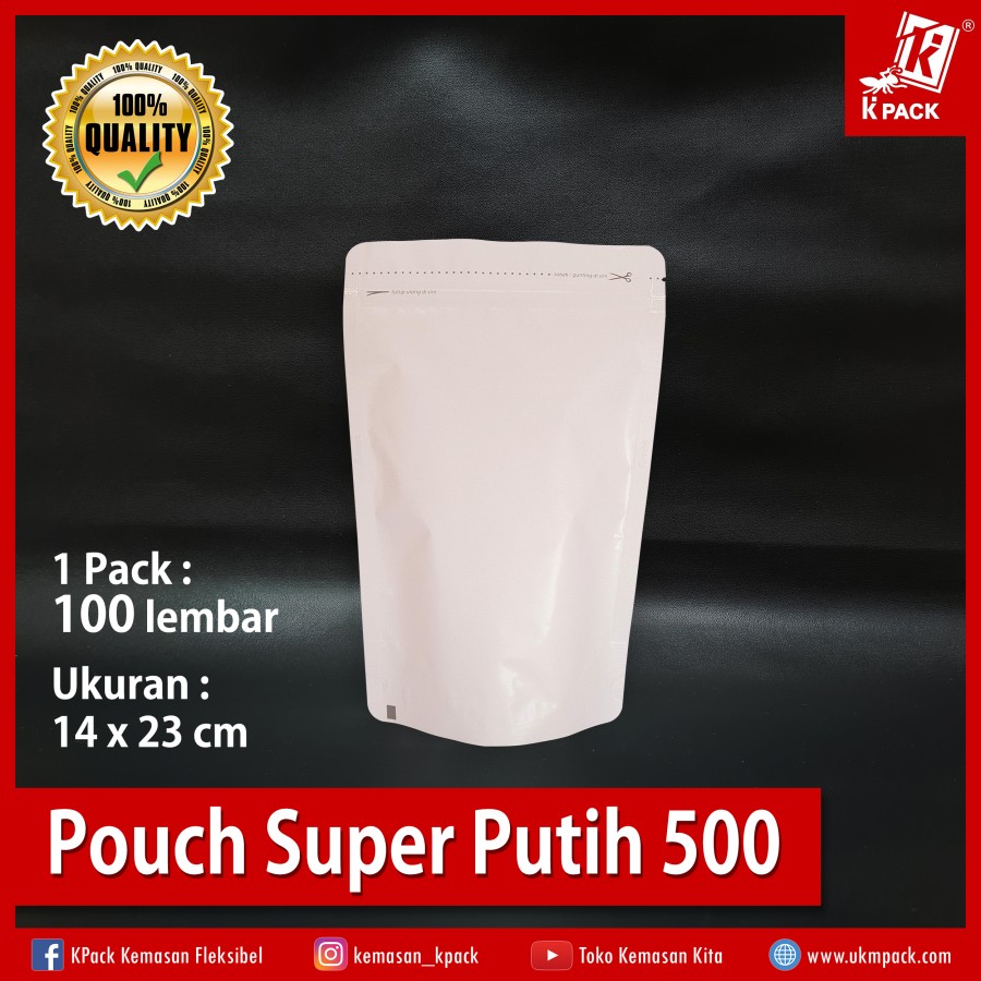 Kpack Pouch Padat Super 500z 14x23cm Putih Pak(100)