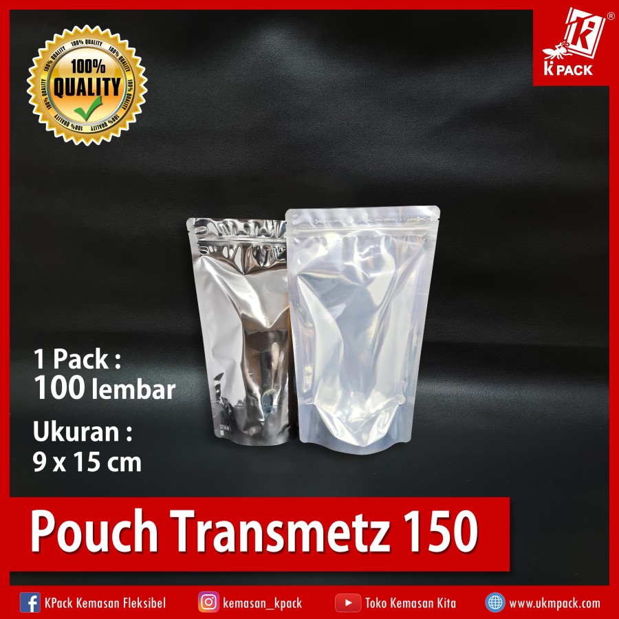 Kpack Pouch Transmetz 150z 9x15cm Silver Pak(100)