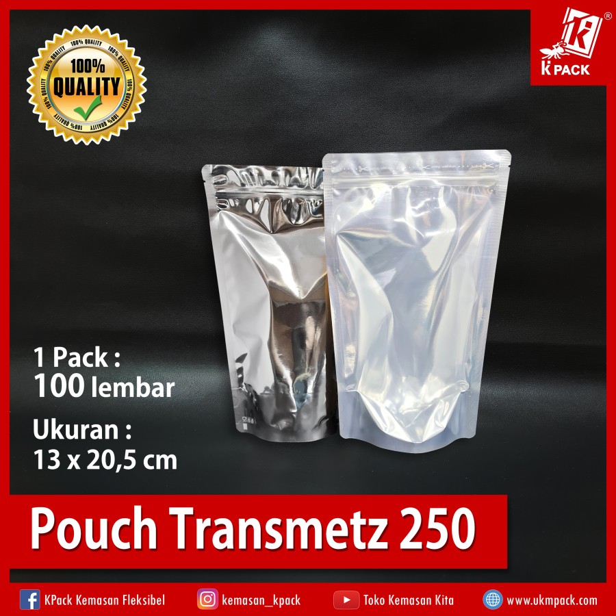 Kpack Pouch Transmetz 250z 13x20cm Silver Pak(100)