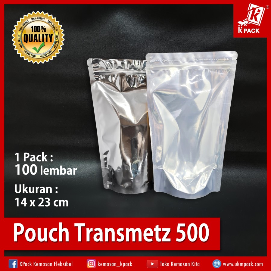 Kpack Pouch Transmetz 500z 14x23cm Silver Pak(100)