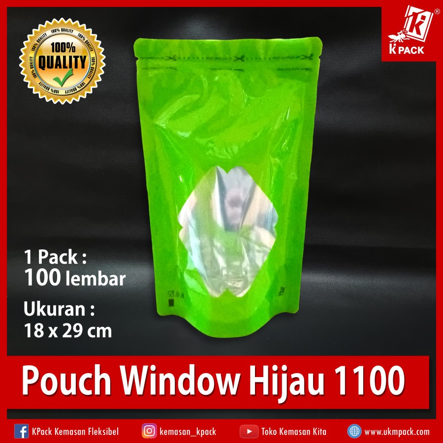 Kpack Pouch Transmetz Window 1100z 18x29cm Hijau Pak(100)