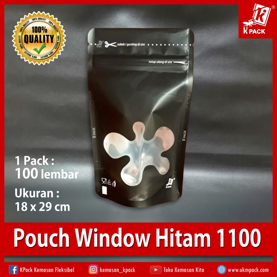 Kpack Pouch Transmetz Window 1100z 18x29cm Hitam Pak(100)