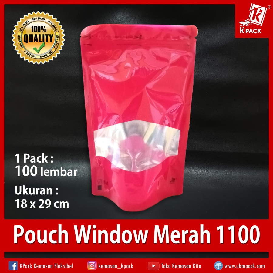 Kpack Pouch Transmetz Window 1100z 18x29cm Merah Pak(100)