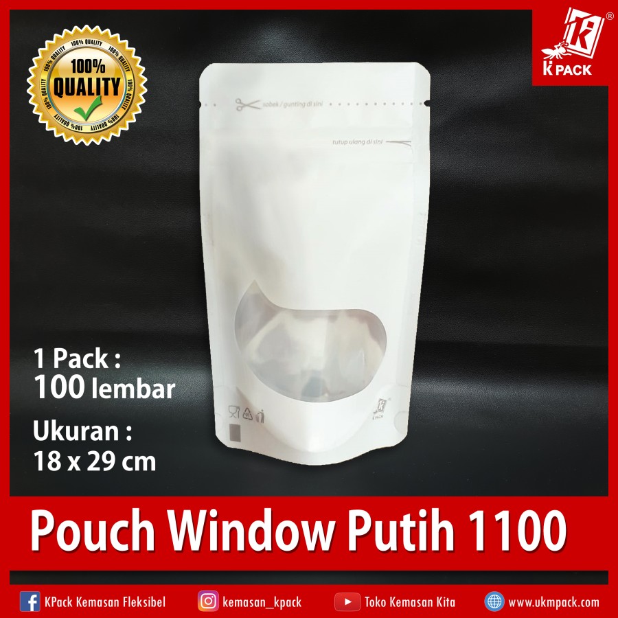 Kpack Pouch Transmetz Window 1100z 18x29cm Putih Pak(100)