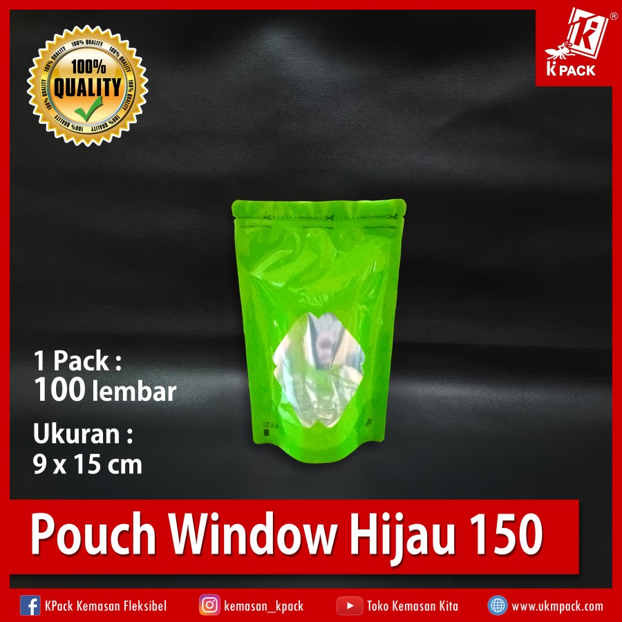 Kpack Pouch Transmetz Window 150z 9x15cm Hijau Pak(100)