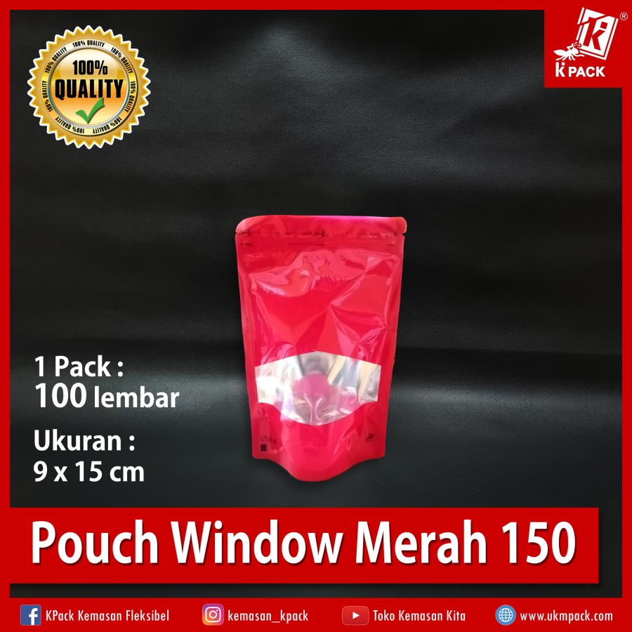 Kpack Pouch Transmetz Window 150z 9x15cm Merah Pak(100)