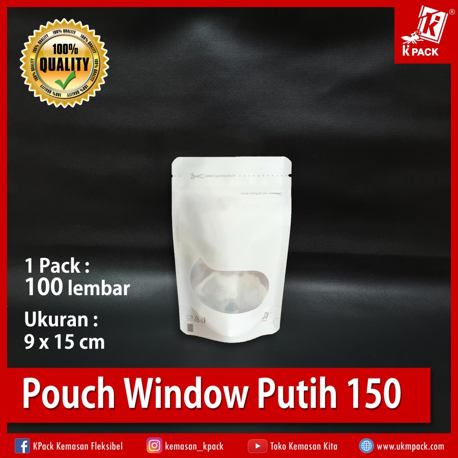 Kpack Pouch Transmetz Window 150z 9x15cm Putih Pak(100)