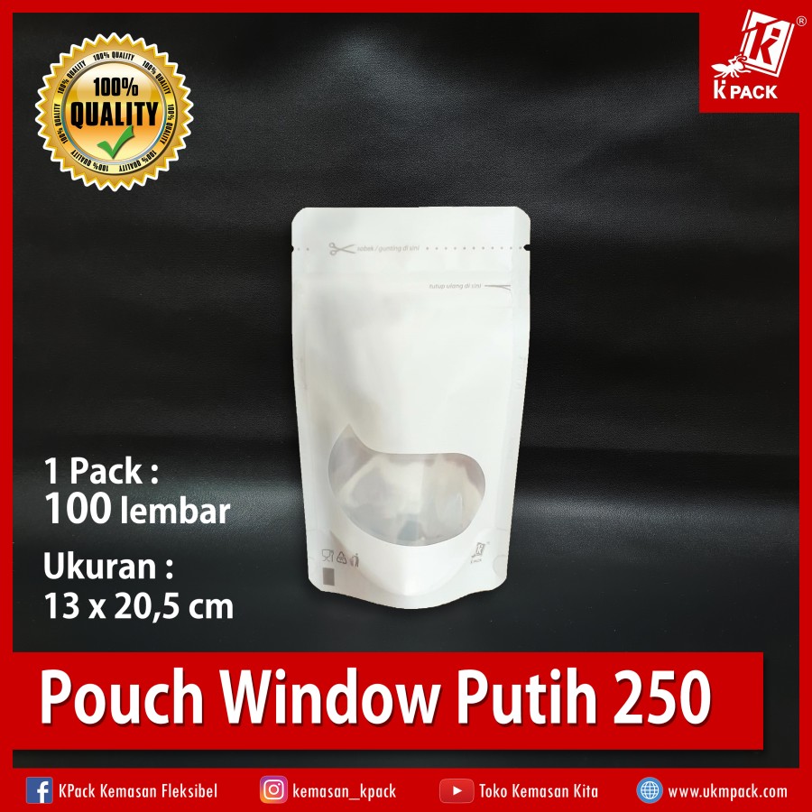 Kpack Pouch Transmetz Window 250z 13x20cm Putih Pak(100)