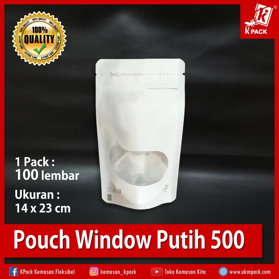 Kpack Pouch Transmetz Window 500z 14x23cm Putih Pak(100)