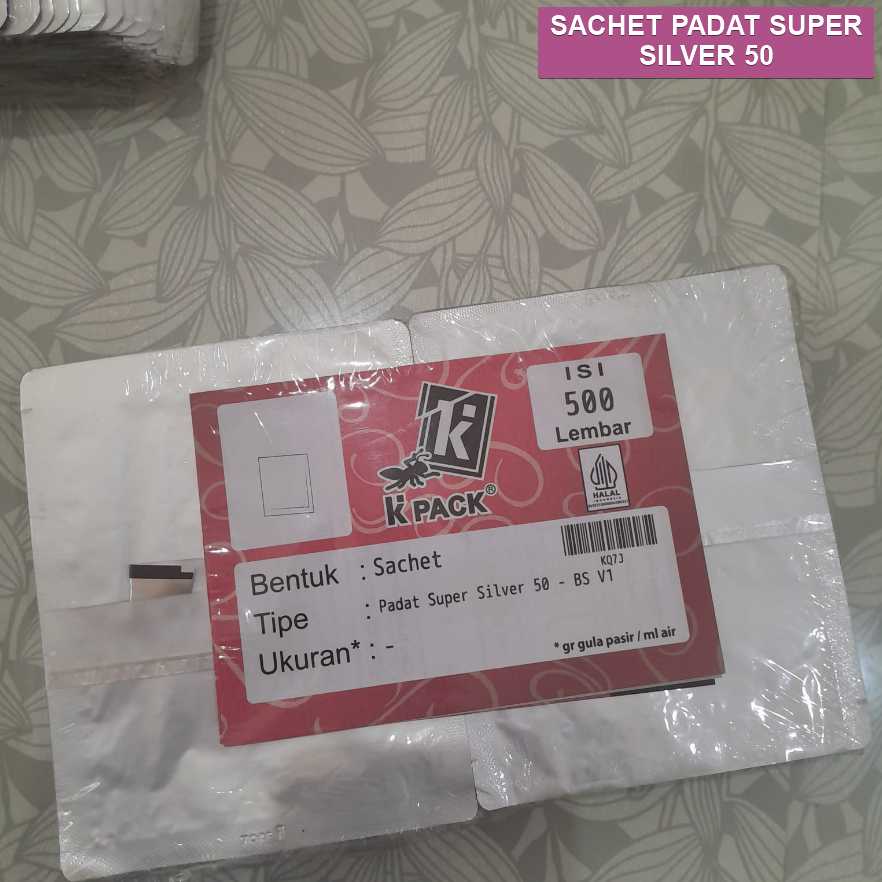 Kpack Sachet Padat Super 50g 12x15cm Silver (V1) Pak(500)