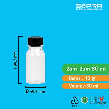 Botol Zam Zam 80ml LN 10g +Tutup Amdk 30