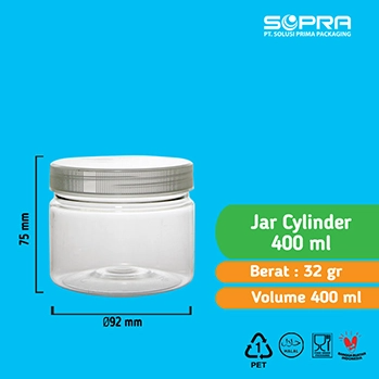 SOPRA Toples Cylinder 400ml 32g + Tutup Jar Natural