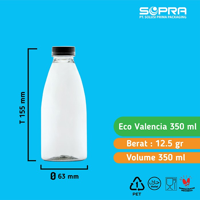 Botol Eco Valencia 350ml 23g + Tutup 30 SN