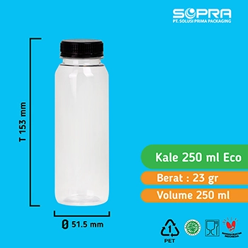 Botol Kale 250ml Eco 23g + Tutup 38 ND Hitam/Putih